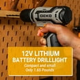 thumbnail image 6 of DEKOPRO 12V Cordless Drill Set, 133 Pieces Home Power Tool Set with 1500mAh Lithium-Ion Battery & Charger, Lightweight Tool Kit in Storage Case, 6 of 8