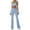 Light Blue, variant on Womens Yoga Outfits 2 Piece Workout Sets Sleeveless Spaghetti Strap Crop Cami Tops with Flared Pants Activewear