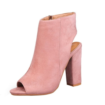 Nmnitkp Sandals for Women 2024 Comfortable and Breathable Women s Peep Toe High Heels 4 Inch Stiletto Suede Summer Open Toe Booties Sandals Dress Party Open Heel Shoes