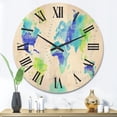 thumbnail image 2 of Designart 'World Map In Blue and Green' Modern Wood Wall Clock, 2 of 5