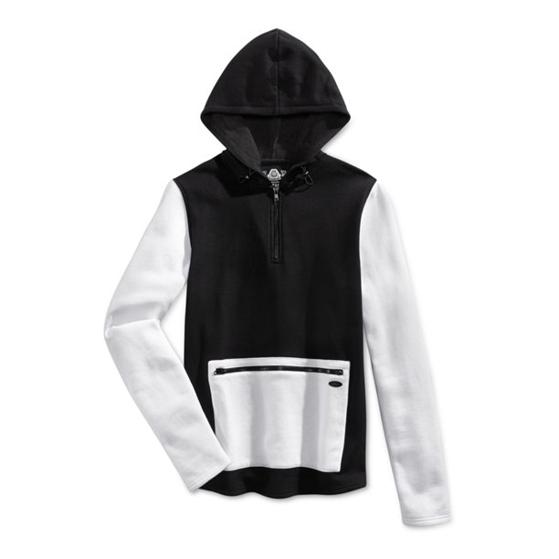American Rag - Sudadera con capucha y cremallera de 1/4 para hombre, color negro, grande American Rag Sudadera