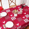 thumbnail image 5 of Valentine''s Day Tablecloth Rectangle 60x84 Inch, Buffalo Plaid Love Heart Table Cloth, Red Heart Tablecloths, Waterproof Spillproof Tablecloth for Valentines Day Wedding Dinner Party Decoration, 5 of 6