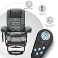 thumbnail image 4 of Mcombo Massage Recliner with Ottoman Chair, Lumbar Pillow, Swivel Wood Base, Faux Leather 9096 (Dark Grey), 4 of 9