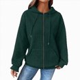 thumbnail image 2 of Godom Hoodies for Women Hooded Hoodies Casual Long Sleeve Drawstring Waffle Pullover Tops Loose Hooded Sweatshirt with Pocket, 2 of 5