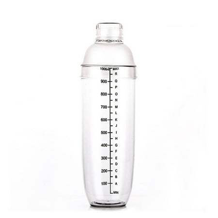 

Cocktail Shaker Clear Resin Drink Tumbler Mixer with Scale Dishwasher Safe 1000ml
