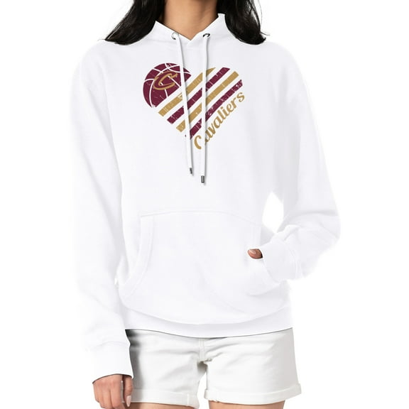 Women's G-III 4Her by Carl Banks White Cleveland Cavaliers Heart Pullover Hoodie