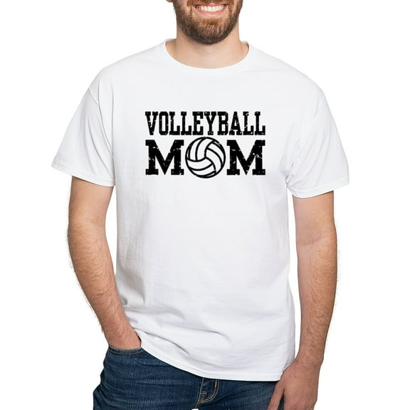 CafePress - Volleyball Mom White T Shirt - Men's White Classic Cotton T-Shirts