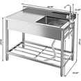 thumbnail image 4 of Évier Utilitaire Autoportant en Acier Inoxydable 39x20 Po Bol Simple avec Robinet Eau Chaude et Froide Support de Rangement Intégré Buanderie Commerciale Ferme Salle de Bain Cuisine, 4 of 7