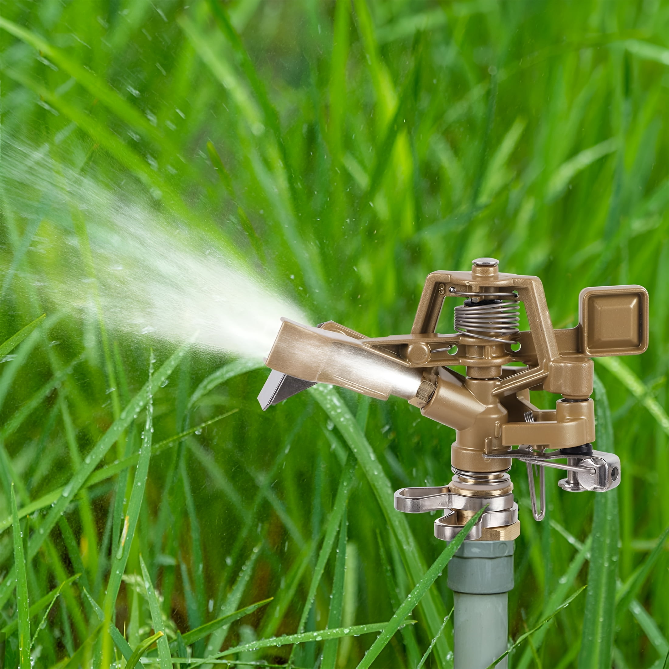CURYMAY 1/2 Inch Impact Sprinkler 2 Pack, Heavy Duty Zinc Alloy Lawn Sprinkler Head with Nozzle, Adjustable 20-360 Degree Large Coverage Pattern, Watering Sprinkler for Grass Patio Garden Irrigation