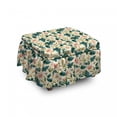 thumbnail image 1 of Floral Ottoman Cover, Tropical Leaves, 2 Piece Slipcover Set with Ruffle Skirt for Square Round Cube Footstool Decorative Home Accent, Standard Size, Multicolor, by Ambesonne, 1 of 5