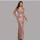 thumbnail image 2 of Vestido de noche de cola de pez europeo y americano, vestido de lentejuelas, multicolor, talla grande, manga larga, escote en V, lentejuelas para mujer, 2 of 6