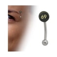 thumbnail image 1 of Curved Barbell 16G Eyebrow Ring with 69 Logo, 1 of 6