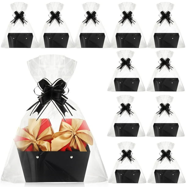 Kit de cestas de regalo Colarr, paquete de 12 unidades, color negro, Kraft, 25 x 16,5 x 11 cm