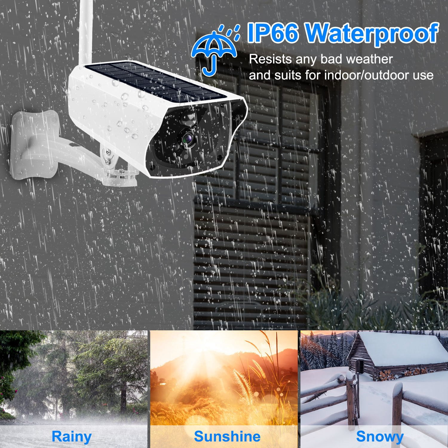 Moclever Outdoor Solar Security IP Camera, Wireless Battery Powered Camera, 1080P WiFi Surveillance Camera for Home with Night Vision, Two Way Audio, PIR Motion Detection, IP66 Waterproof