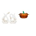 thumbnail image 1 of Estatuas de cisnes,Estatua de cisne de cerámica Escultura de mesa de cisne Elegante,Plato de dulces,Plato de dulces de vidrio con tapa Tarro de dulces decorativo,Para el buffet de dulces,la, 1 of 8