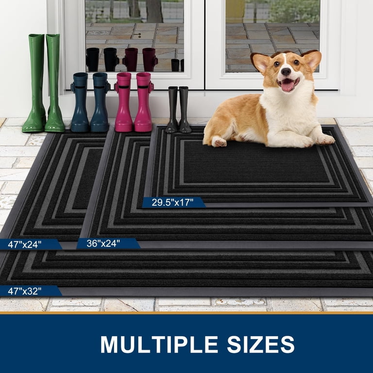 Buganda Heavy Duty Rubber Doormat, 29"x17", Black photo 2