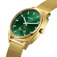 thumbnail image 3 of BERNY Gold Watch for Women, Classic Dressy Ladies Wristwatches with Mesh Band, Small Red Dot Second Hand, 3ATM Waterproof Fashion Women Watch Gifts (Green), 3 of 10