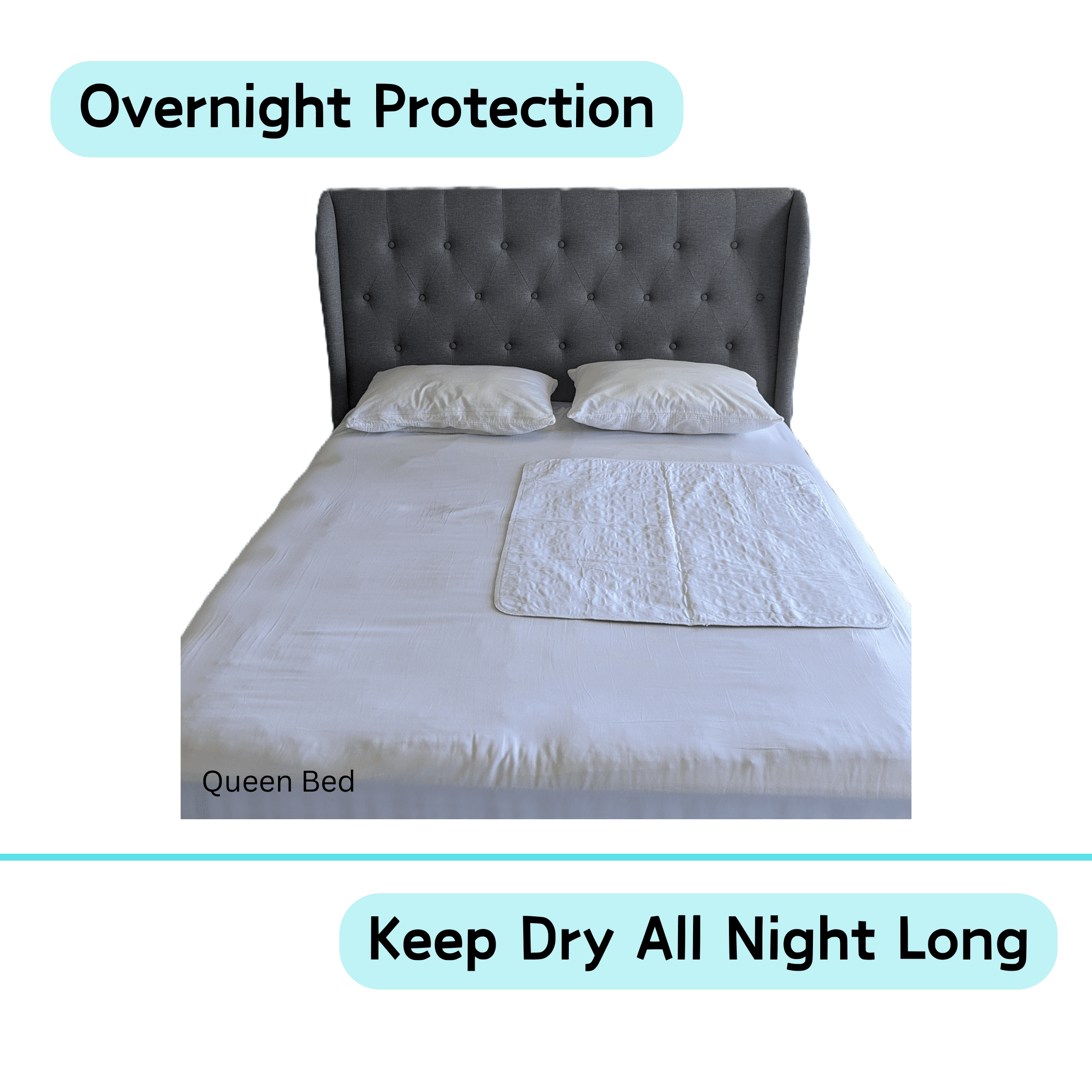 2 Pack Bed Pad Washable Incontinence Underpad - Urinary Protection for Seniors Children 34 x 36 Silver
