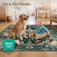 thumbnail image 4 of ODIKA 5'x7' Ultra-Soft Area Rug, Teal Vintage Boho Scroll Border Throw Distressed Ornate Turquoise None Washable, Bare feet friendly, Silk-Touch for Bedroom Home office, 4 of 7