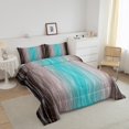thumbnail image 2 of Erosebridal Teal And Brown Bedding Set Geometric Silver Striped Full Size Comforter Set For Men Gradient Turquoise Brown Down Comforter Aesthetics Quilt Set 1 Pillow Case Room Decor, 2 of 6