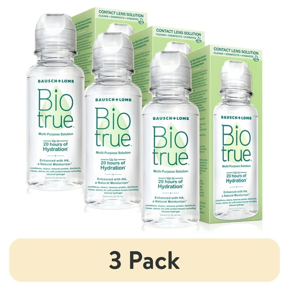 (3 pack) (3 pack) Biotrue Original Multi-Purpose Contact Lens Solution and Cleaner with Lens Case, 2 fl oz