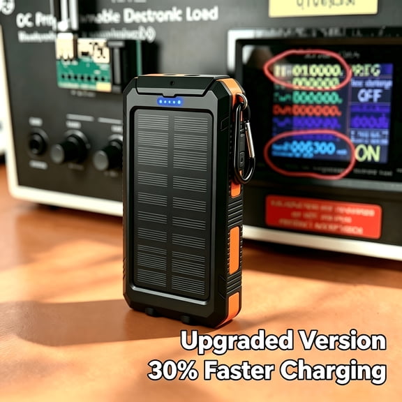 Power-Bank-Solar-Charger 38800mAh USB C & QC3.0 Fast Charging, Dual USB Port, Portable Power Bank with LED Flashlight for All Cell Phones & Electronic Devices, Outdoor Camping Travel