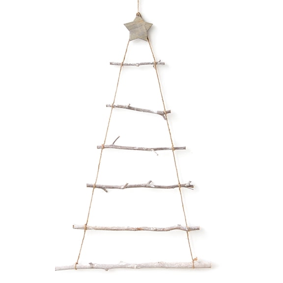 Acahhotxx Wooden Christmas Tree Ornament Wall Mounted Tree with Branch Ladder for Home Living Room Background Decor