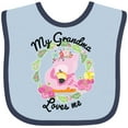 thumbnail image 3 of Inktastic Baby Flamingo My Grandma Loves Me with Flower Wreath Boys or Girls Baby Bib, 3 of 4