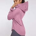 thumbnail image 7 of Kaemgyyd Workout Shirts for Women Loose Long Sleeve Running Yoga Tops Casual V Neck Hooded Side Split Athletic Tee, 7 of 7