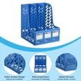 thumbnail image 3 of Unique Bargains Magazine File Holder, PP Plastic Vertical 3 Compartment Desktop Book Newspaper Notebook Storage Rack, Blue, 3 of 4