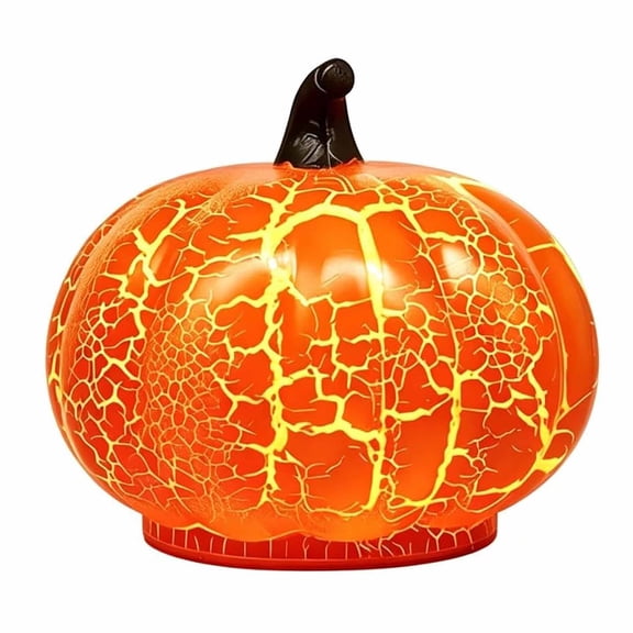 LED Crackle Pumpkin Light Halloween Fall Table Lamp Decor, Cute Halloween Decor Indoor Night Light, Vintage Pumpkin Desk Figurine for Thanksgiving, Halloween Party Decor & Gifts