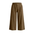 thumbnail image 5 of VBVC Women's Straight Leg Corduroy Capri Pants , High Waisted Cropped Trousers For Women , Ladies' Casual Relaxed Pants with Pockets, Brown , S-2XL, 5 of 10