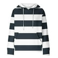 thumbnail image 5 of Scyoekwg Hoodies for Women Drawstring Hooded Sweatshirts with Pocket Striped Tops for Women Trendy Loose Long Sleeve Dressy Casual Blouse Pullover (Navy,L), 5 of 6