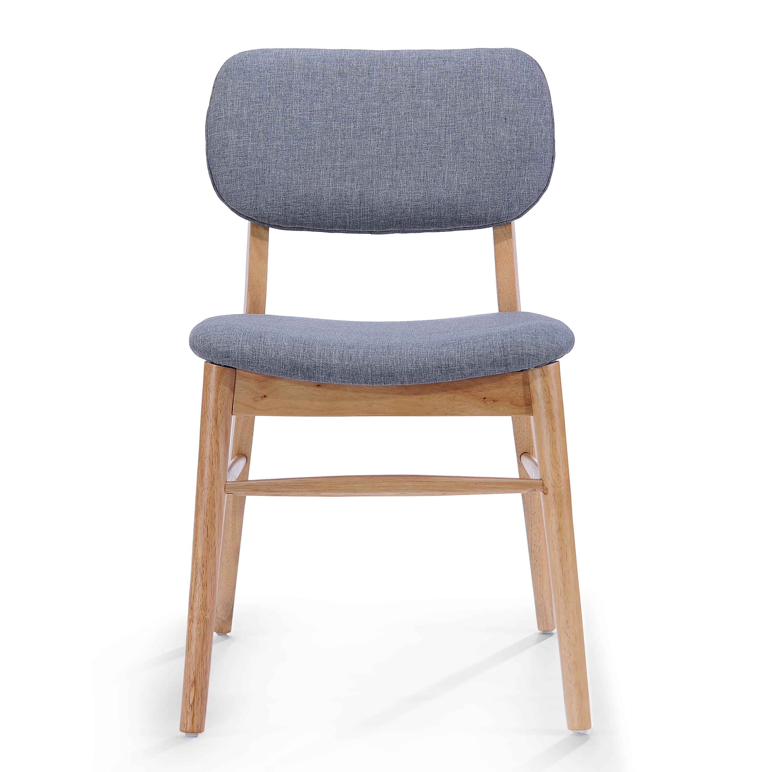 Noble House Colleen Mid-Century Fabric Dining Chairs, Set of 2, Gray, Natural Oak