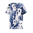 thumbnail image 7 of Halloween Shirt Womens Patterns Halloween Party T Shirt V Neck Short Sleeve Navy 2XL, 7 of 7