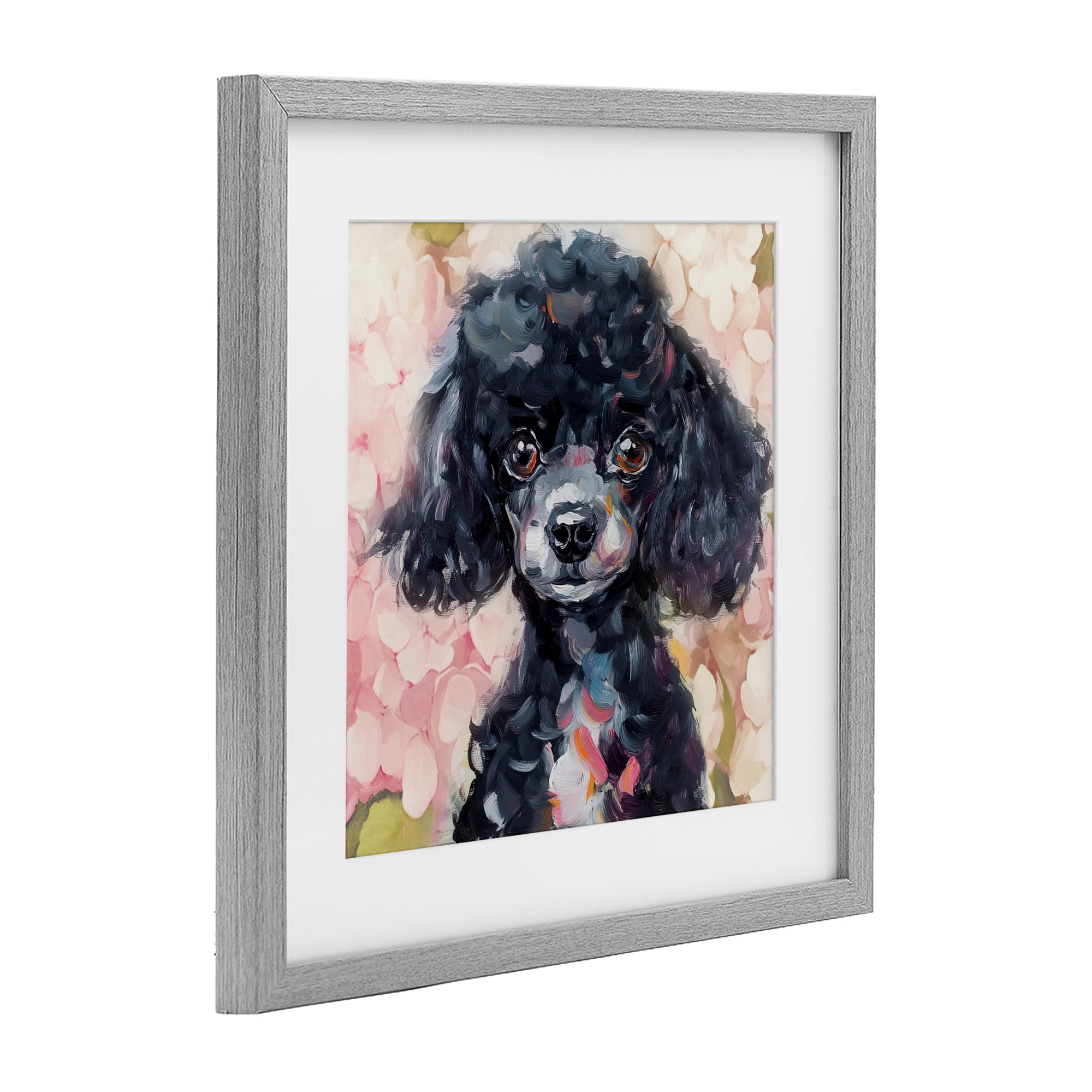 Stupell Industries Little Black Poodle Gray Framed Print Under Glass, design by Tina LeCour