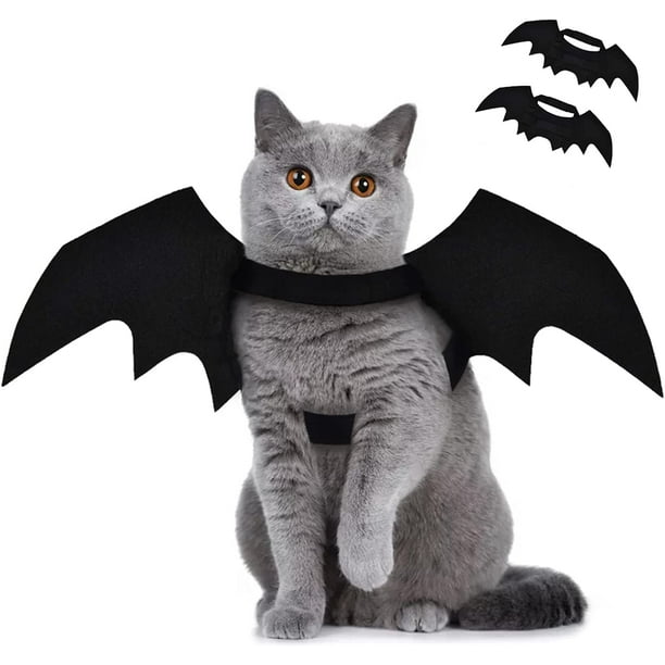 Paquete de 2 alas de murciélago para disfraz de gato de Halloween para gatos, accesorio de disfraz de Halloween para cachorro de gatito, Cosplay para mascotas oso de fresa Electrónica
