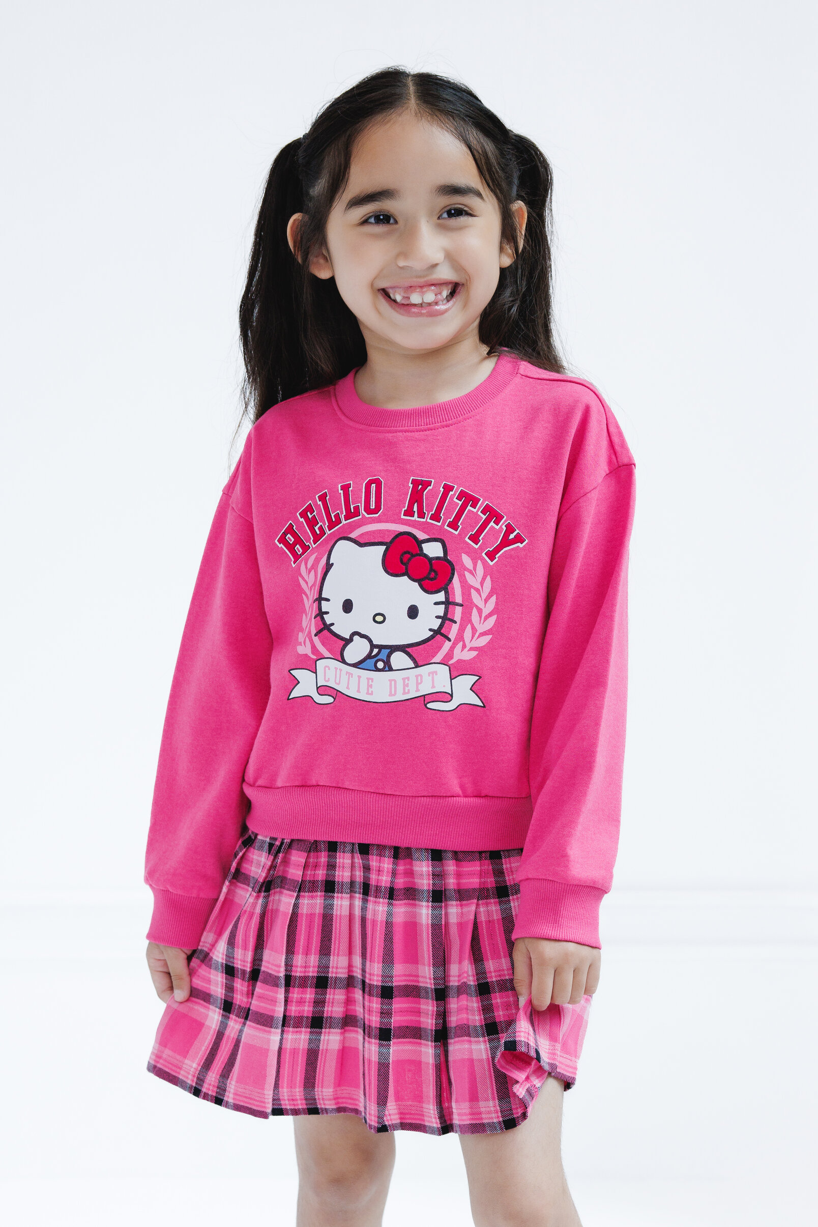 Hello Kitty Fleece Flannel Oversized Dress Plaid Toddler to Big Kid