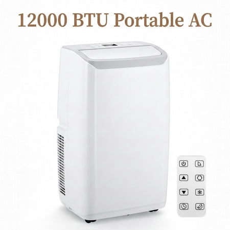 12000 BTU Portable Air Conditioner, 3-in-1 Cooling, Dehumidifier & Fan - Remote, 24H Timer, Sleep Mode, Energy Efficient, Freestanding - Cools up to 700 Sq.Ft - Easy Window Installation