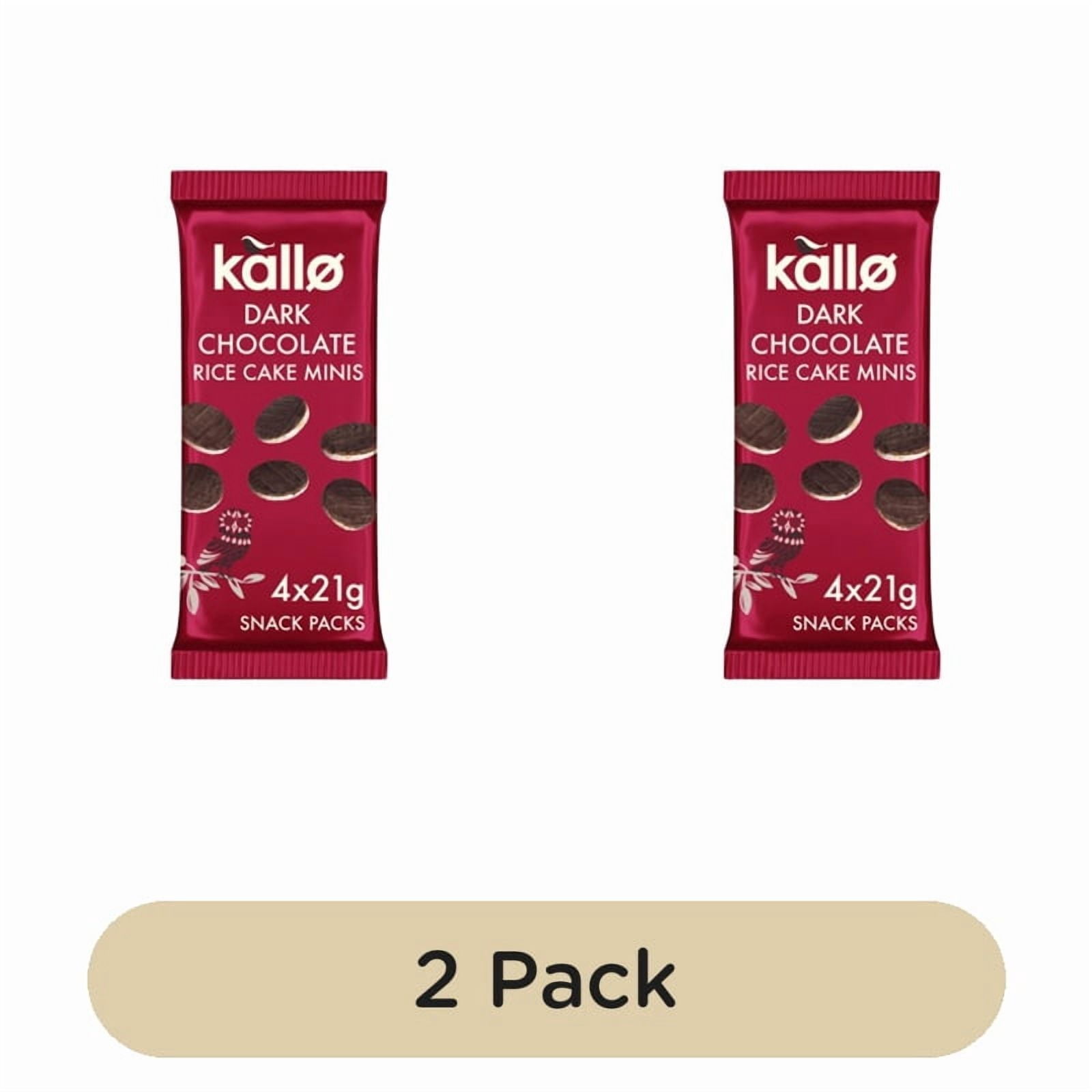 Kallo Belgian Dark Chocolate Mini Rice Cakes Multipack 4 x 21g, British Import (Pack of 2)