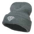 thumbnail image 2 of Big Size Diamond Embroidered Waffle Cuff Beanie - Grey XL-3XL, 2 of 5