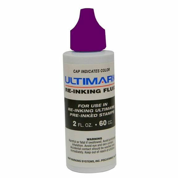 Ultimark Pre-inked Stamp Refill Ink, Violet, 2 Oz Drip Spout Bottle