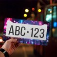 thumbnail image 4 of 1 Pcs Neon Rainy City Street License Plate Frame,License Plate Cover for Car Decorative Parts,Aluminum License Plate Bracket Holder Rust-Proof for US Standard Car, 4 of 8