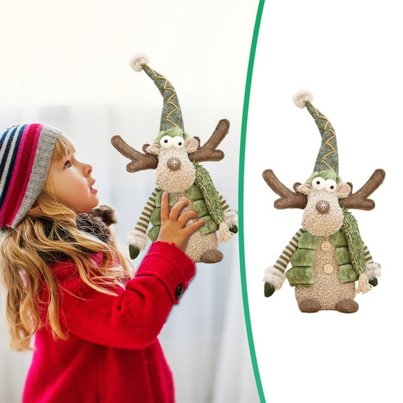 Christmas Reindeer Plush Doll for Home Decorations,Plush Stuffed Xmas Deer Holiday Decoration Handmade Christmas Table Decor Ornament Elk Figurines for Home Indoor Fall Winter Party(A)