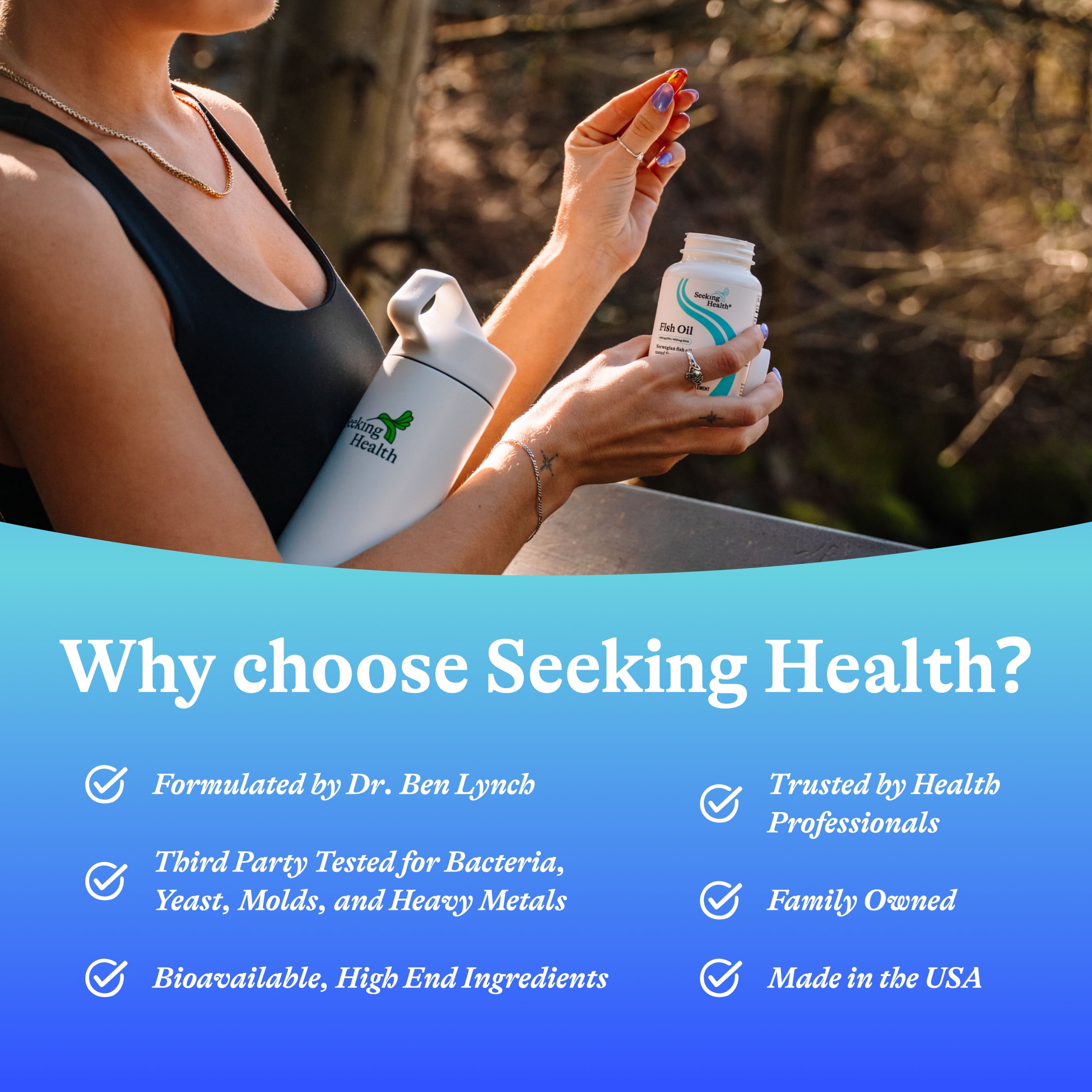 Seeking Health Fish Oil 400mg EPA / 400mg DHA Norwegian fish oil tested for purity. 60 Softgels