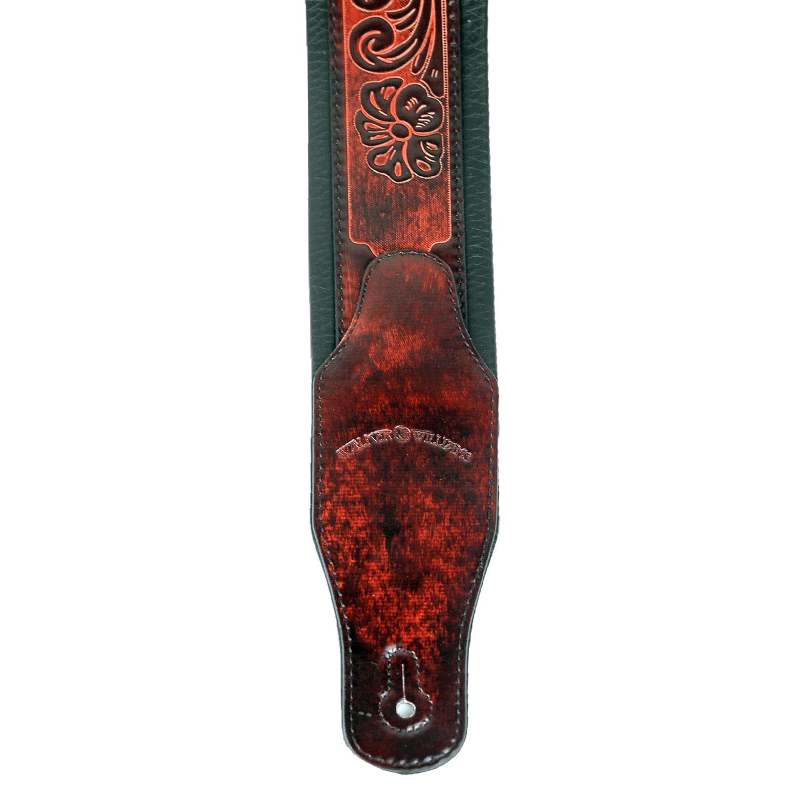 Walker & Williams GB-126 Bourbon Brown Padded Guitar Strap Texas Stars & Skulls