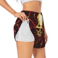 thumbnail image 3 of Lsque Red Skull Spider Printed Women's Running Shorts with Liner Pockets,Elastic Quick Dry Workout Athletic Gym Yoga Shorts,Womens High Waist Shorts-Small, 3 of 9