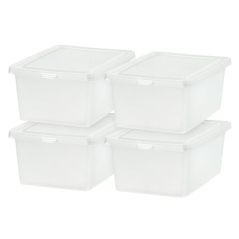 IRIS USA 17.5 Qt Plastic Storage Container Bin with Latching Lid, Stackable  Nestable Box Tote Closet Organization School Art Supplies - Clear, 12 Pack