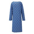 thumbnail image 4 of Women's Polka Dot Nightgown Button Long Sleeve Sleepwear Loose Crew Neck Pajama Dress, 4 of 8