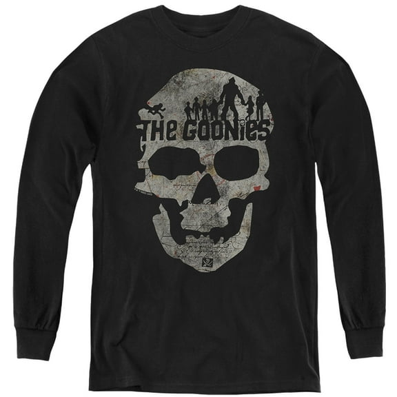The Goonies Skull 1 Kids Long Sleeve T Shirt (Small) for Youth Boys and Girls, Black